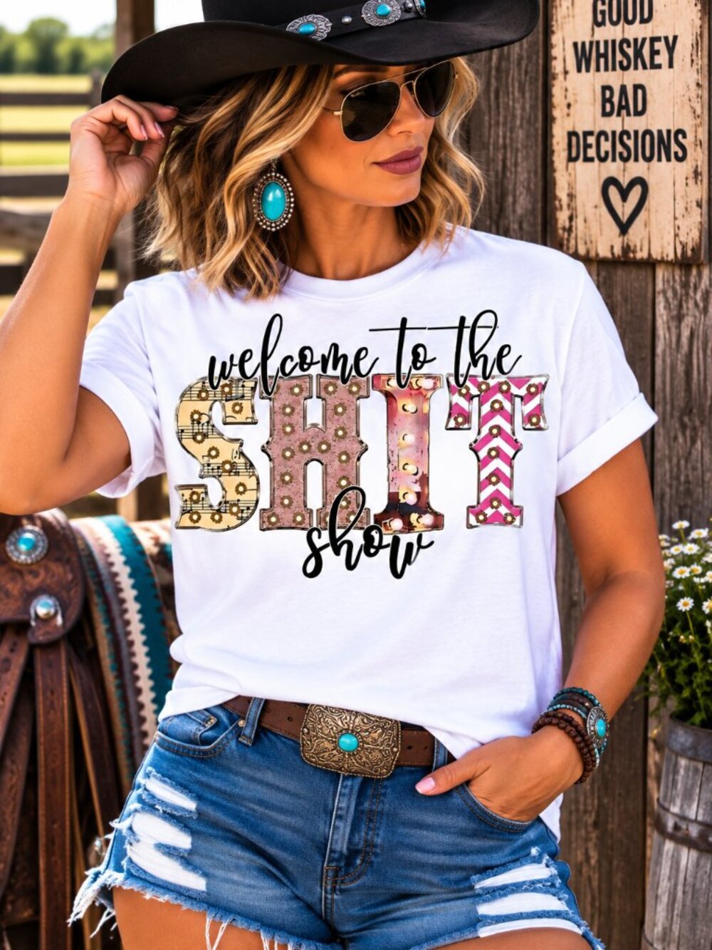Welcome To The Shit Show Graphic T Shirt Trendy Boutique Style Tee Women White
